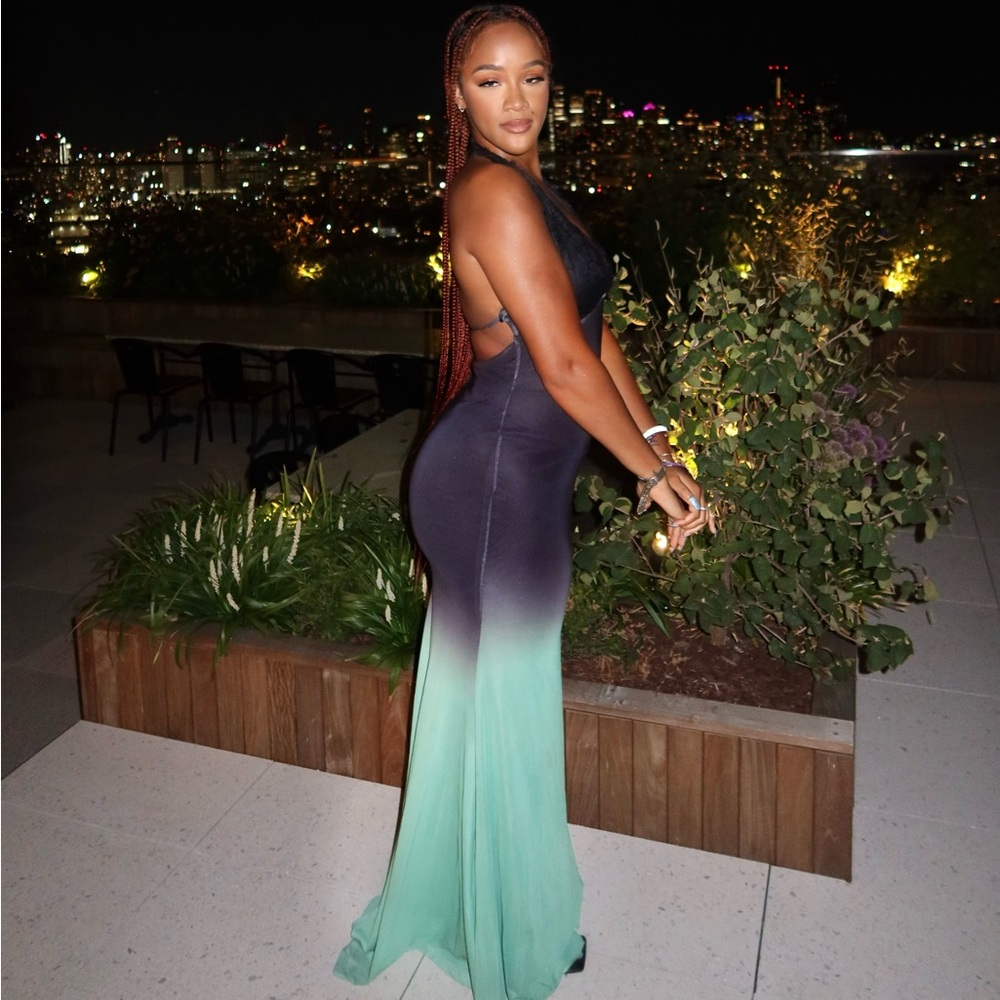 Elegant Black and Green Ombre Dress